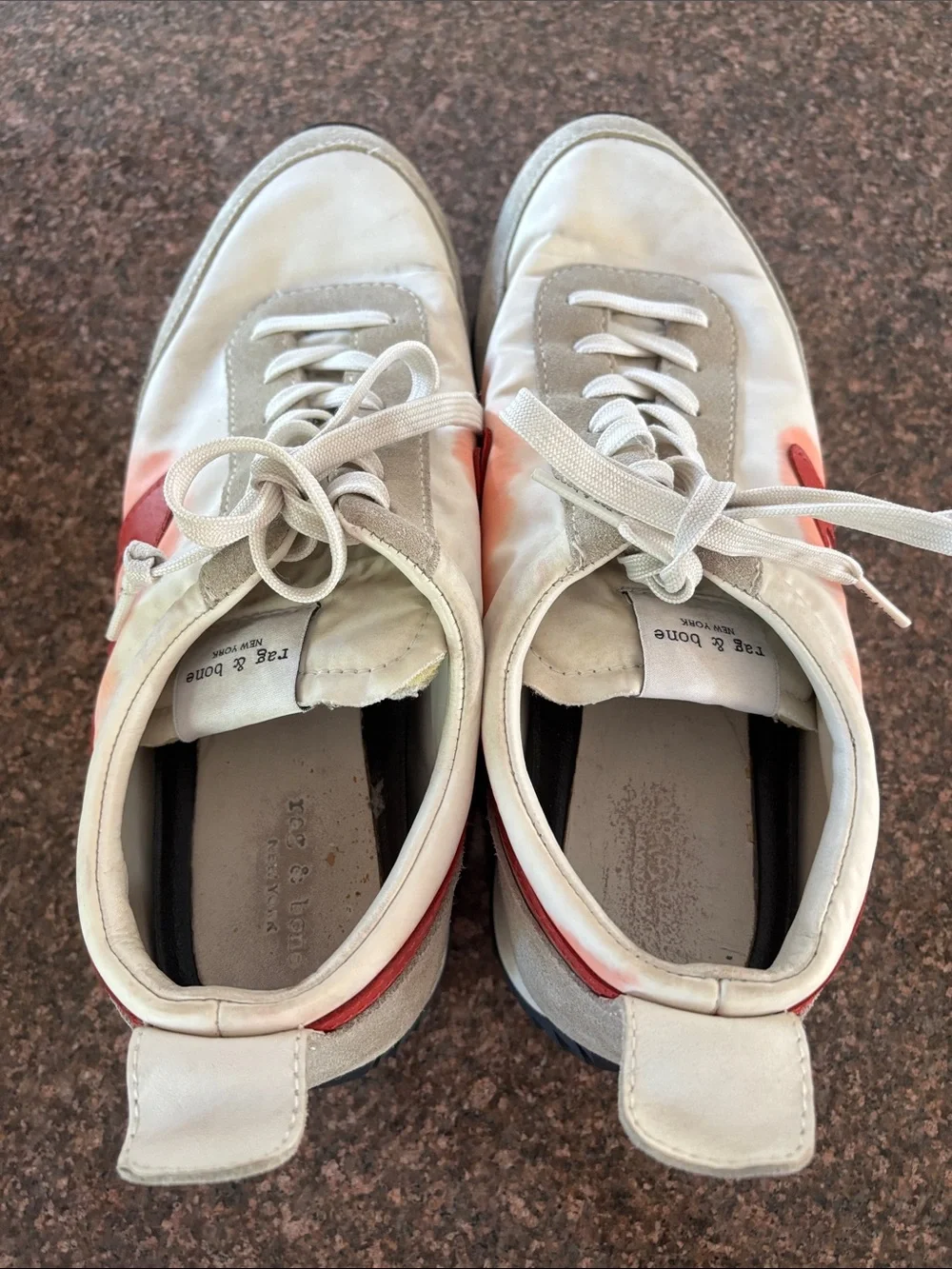 rag & bone Ladies Cream Red Low-Top Sneakers